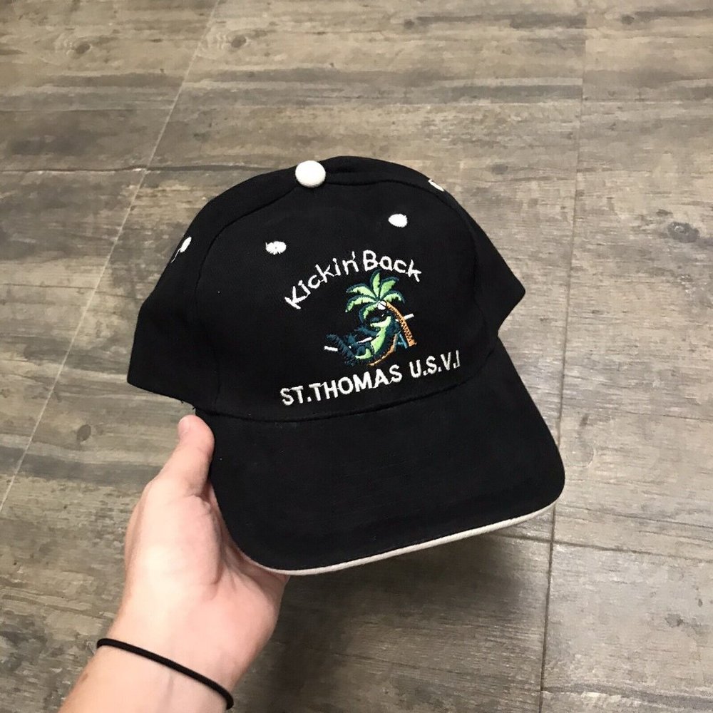 St. Thomas U.S.V.I. Kickin' Back Alligator Palm‎ Tree Adjustable Embroidered